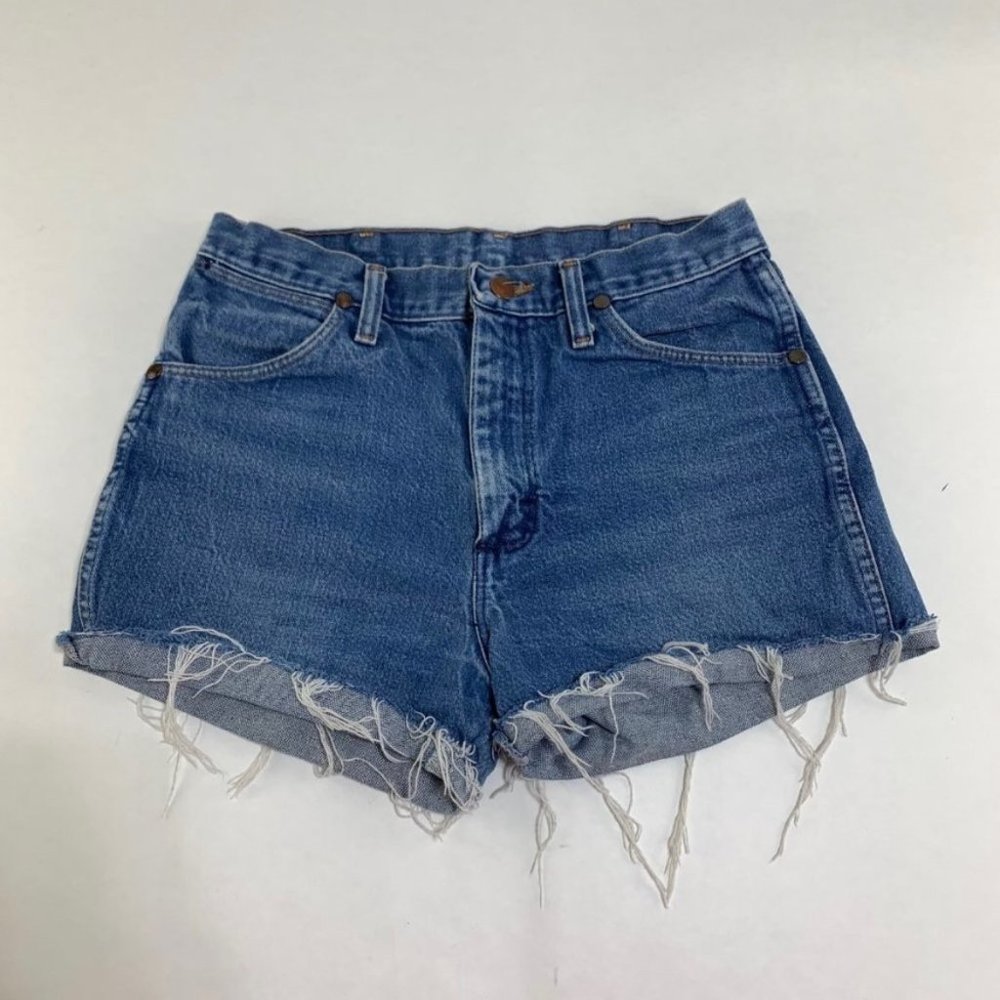 Wrangler Blue Denim High Rise Cutoff Jean Shorts 30